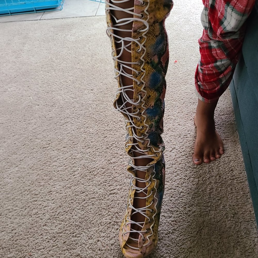 Colorful Python thigh high boot - Picture 3 of 3